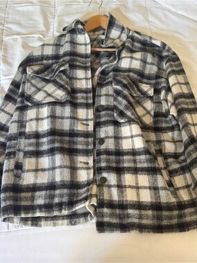 Zara Black and White Plaid Utility Shacket